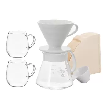 Hario V60手沖咖啡套組含玻璃杯 2入組