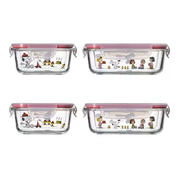 Pyrex Snoopy 玻璃密封保鮮盒含蓋 8件組